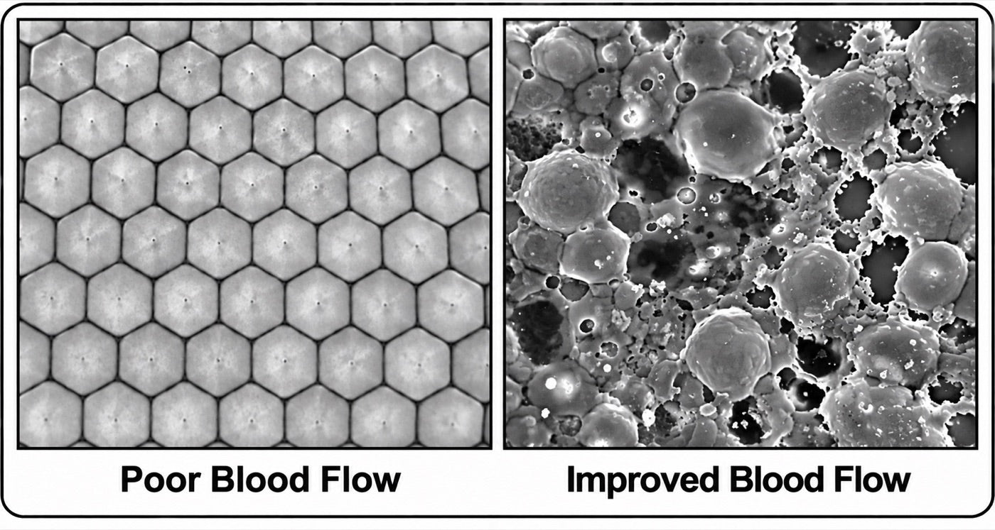Poor blood flow vs improved blood flow