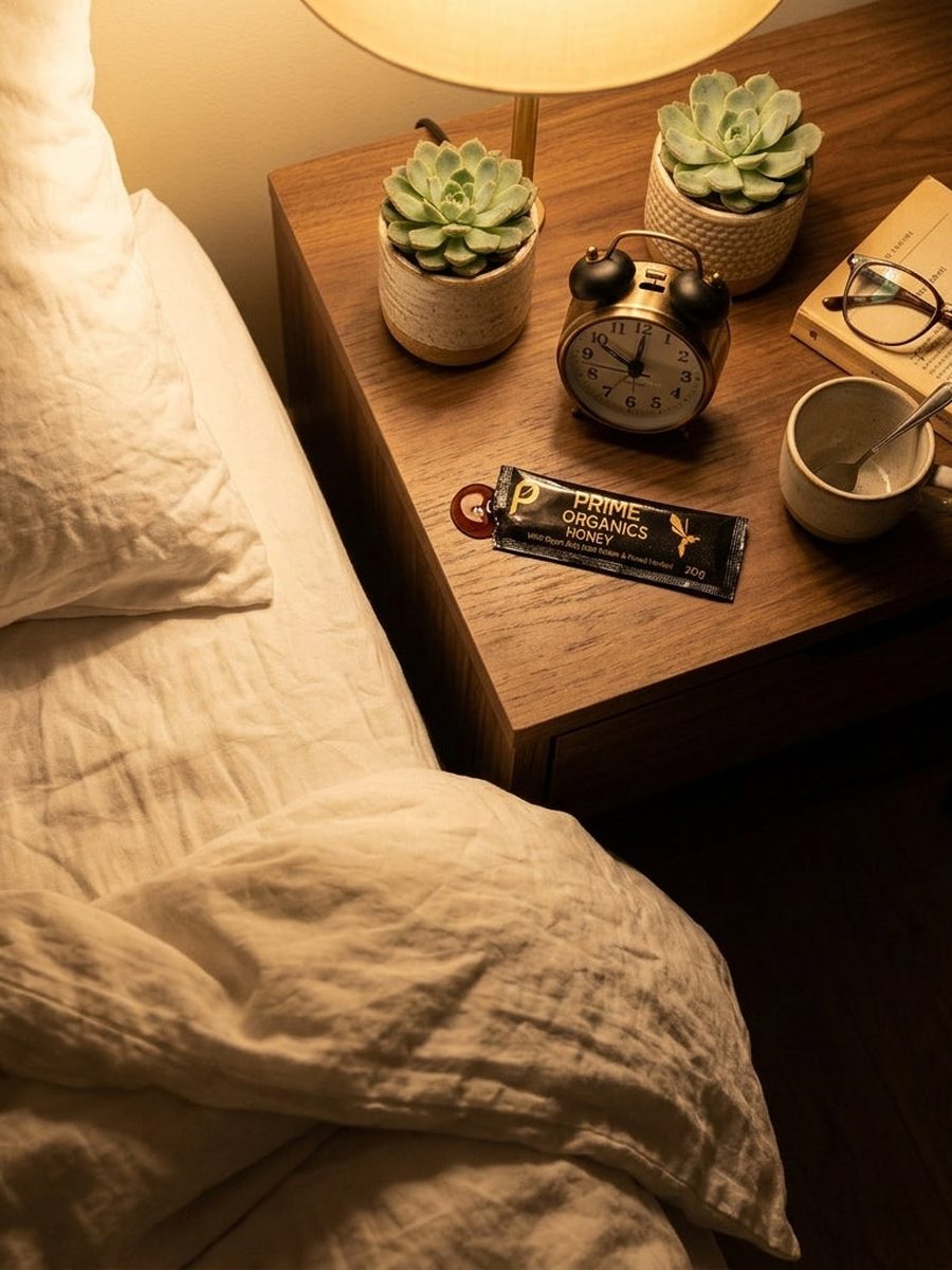 Man worried in the bedroom at night