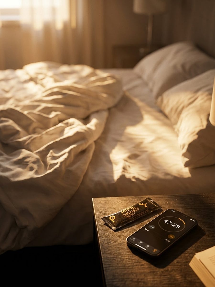 Man worried in the bedroom at night