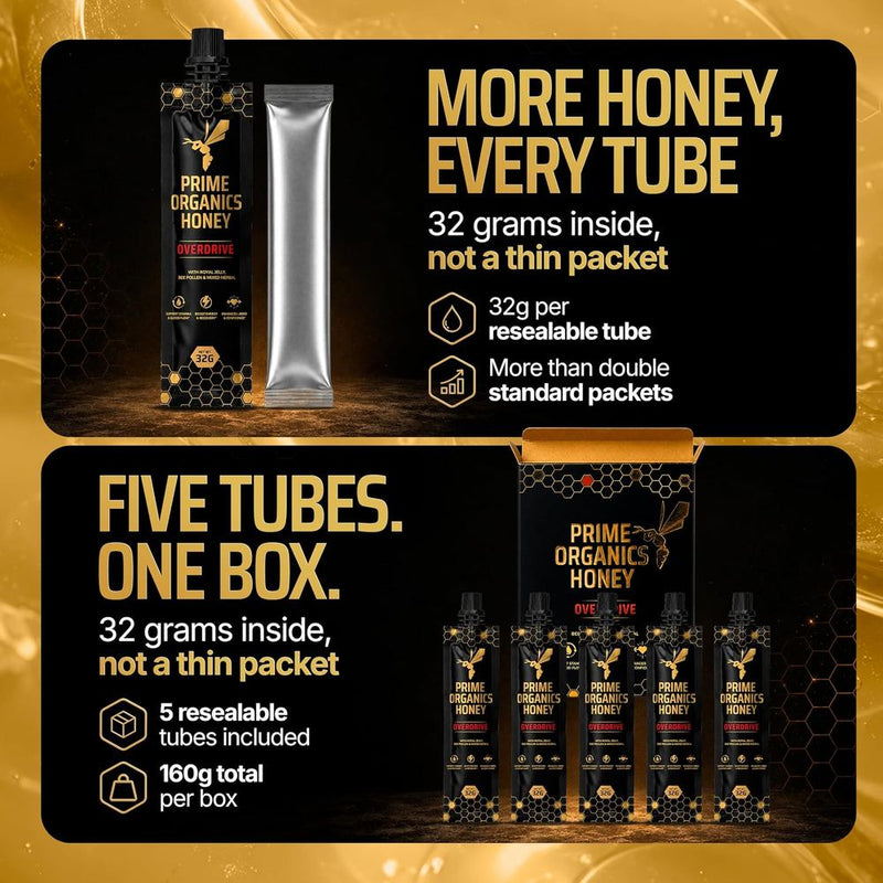 More honey every tube. 32 grams inside, not a thin packet
